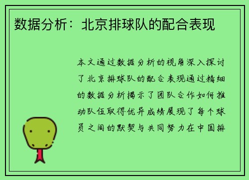 数据分析：北京排球队的配合表现
