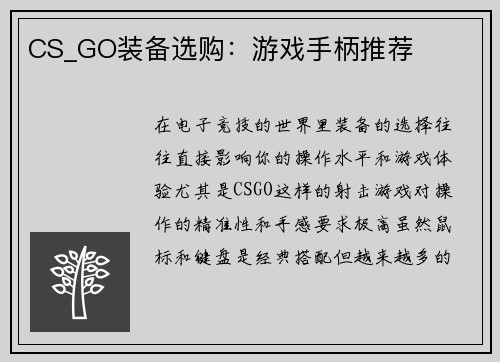 CS_GO装备选购：游戏手柄推荐